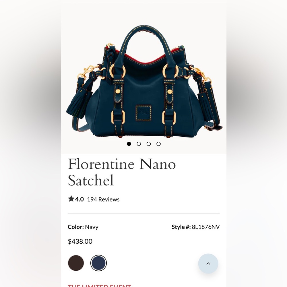 Dooney & Bourke navy Satchel with Gold Accents - Picture 3 of 4